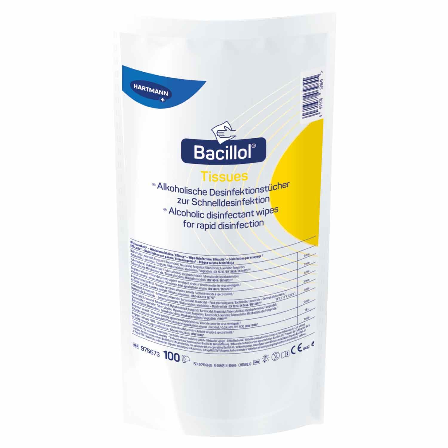 HARTMANN Bacillol Tissues Nachfüllbeutel 100 Tücher Oberflächen-Desinfektionsmittel
