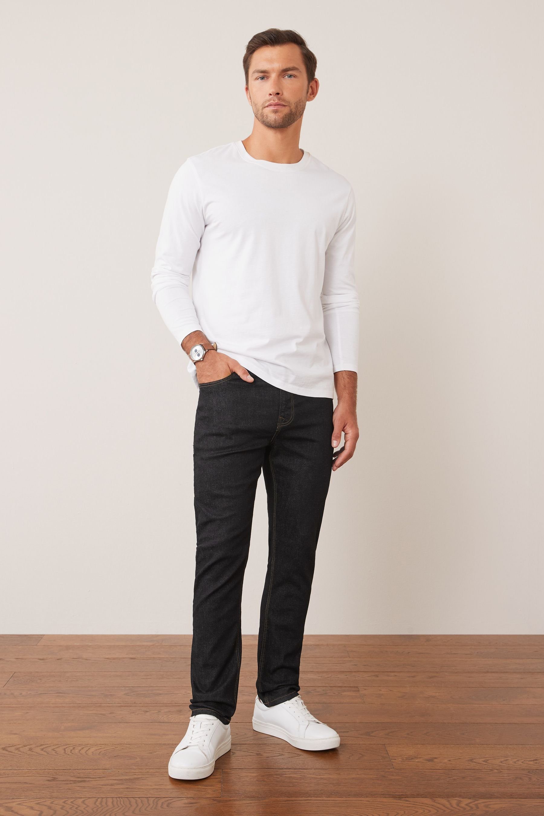Slim-fit-Jeans Rinse (1-tlg) Stretch Essential Black Next mit Fit Slim Jeans