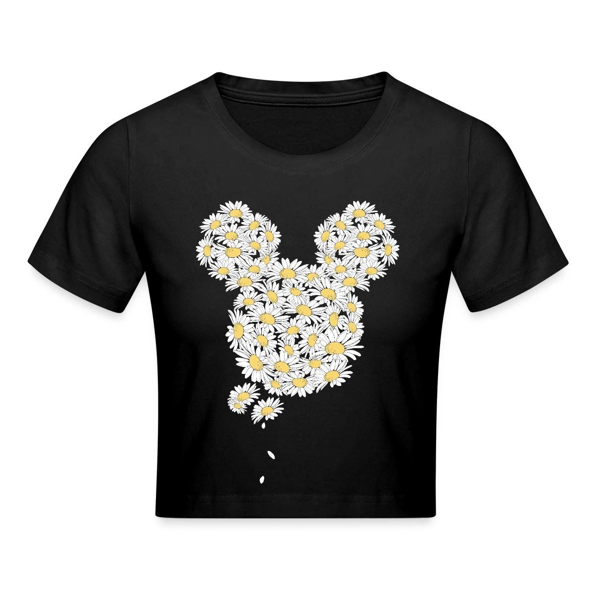 Spreadshirt T-Shirt Mickey & Minnie Mickey Mouse Aus Gänseblümchen Crop Top (1-tlg)