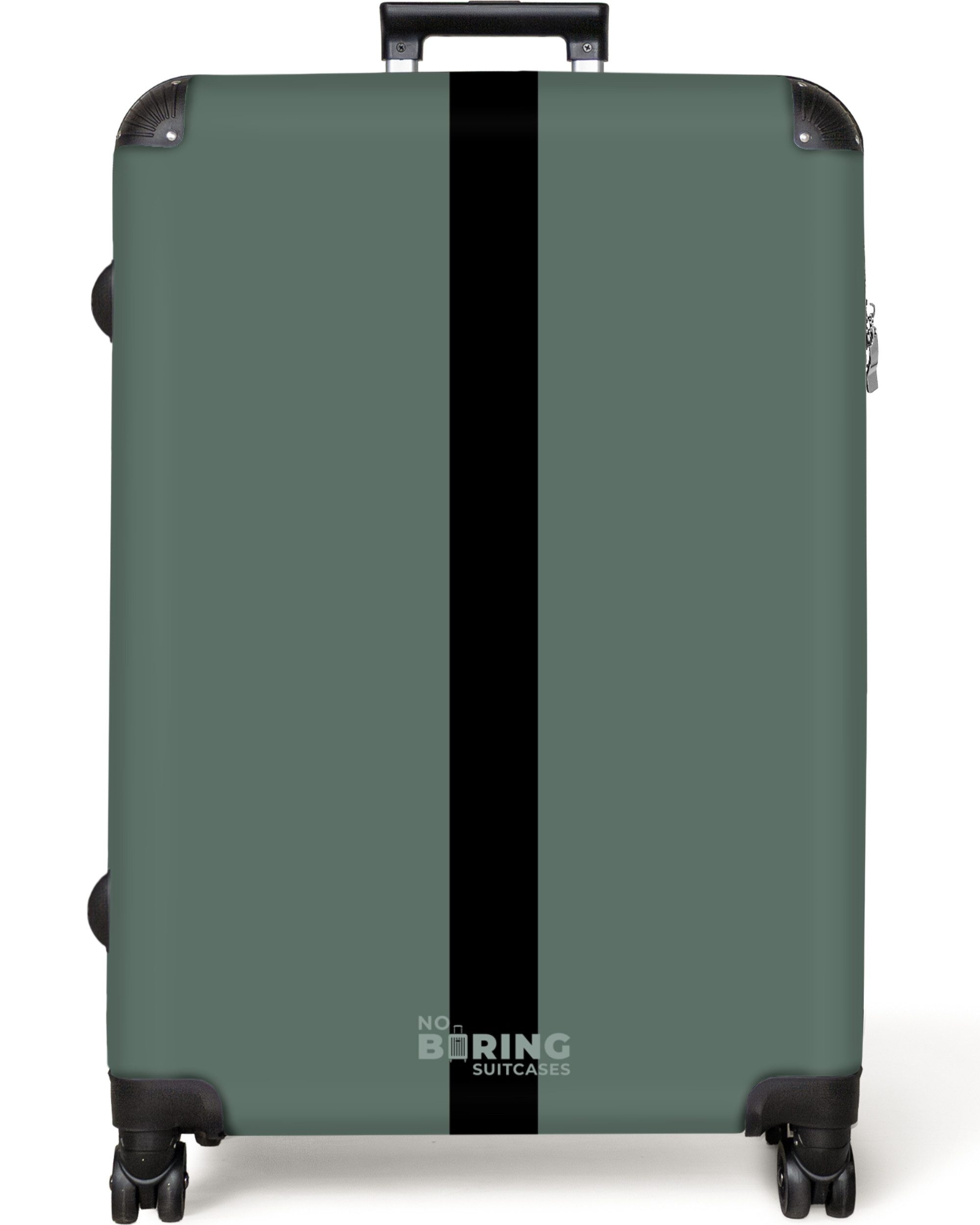 NoBoringSuitcases.com© Hartschalen-Trolley Grün mit schwarzem Streifen günstig online kaufen