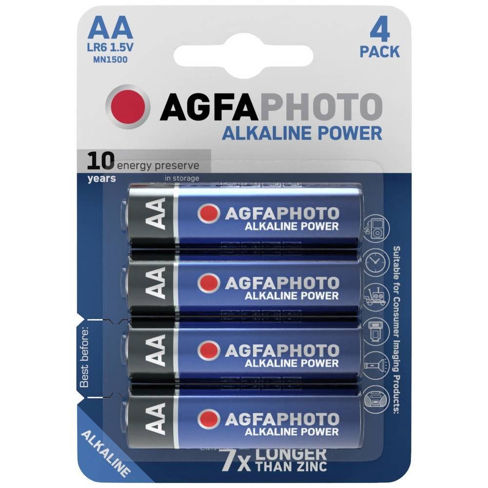 AgfaPhoto Alkaline Mignon-Batterien Power, 4er-Set LR06 Batterie