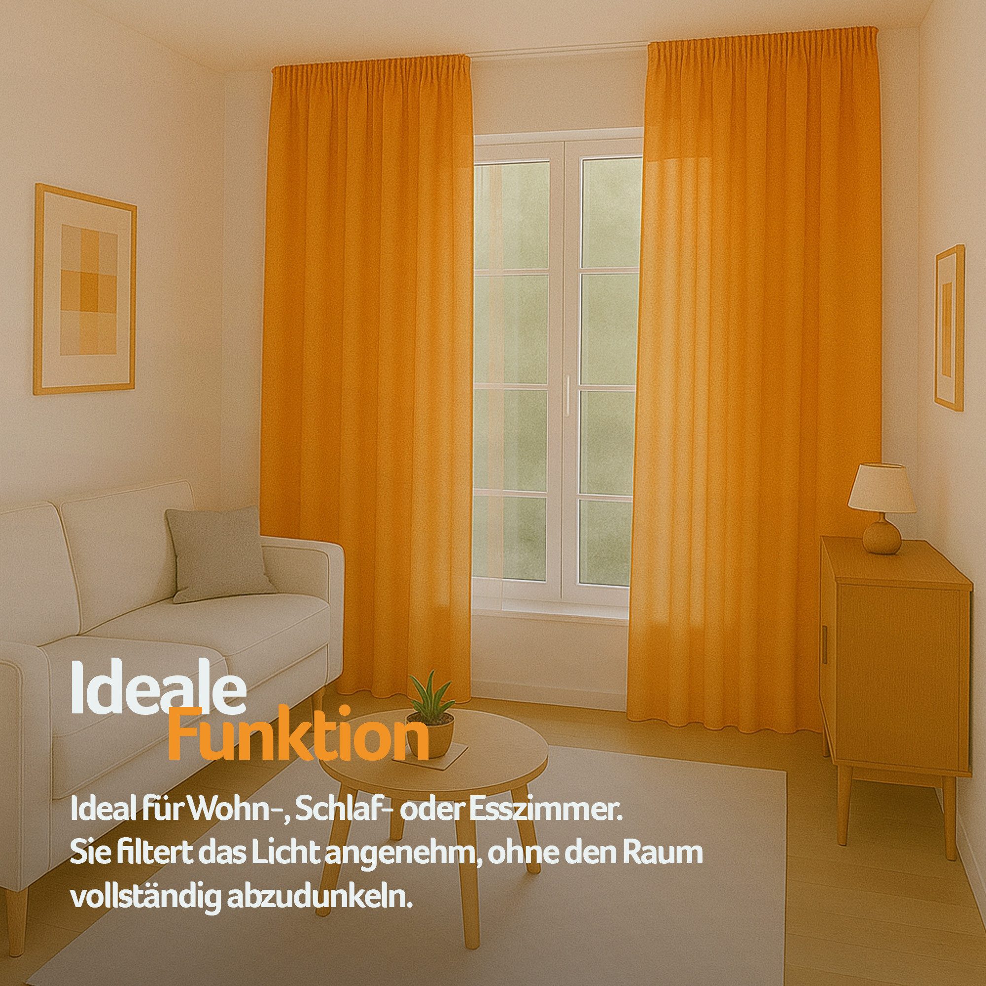 Bestlivings Gardine "Ellen" mit Universalband (2 St), Kräuselband, blickdicht, in moderner Satin-Optik, einfarbig, modern, waschbar bei 30°C – Bild 4 von 5