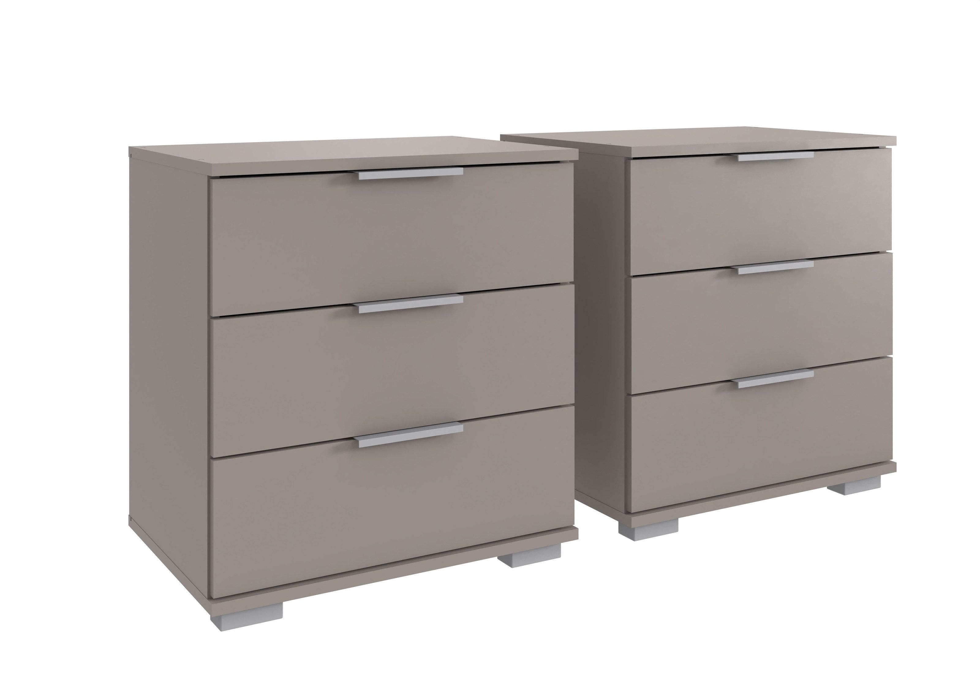 Wimex Nachtkommode (2er-Set) je 3 Schubladen, in SAHARAGRAU - 52x58x38cm (BxHxT) (2er-Set)