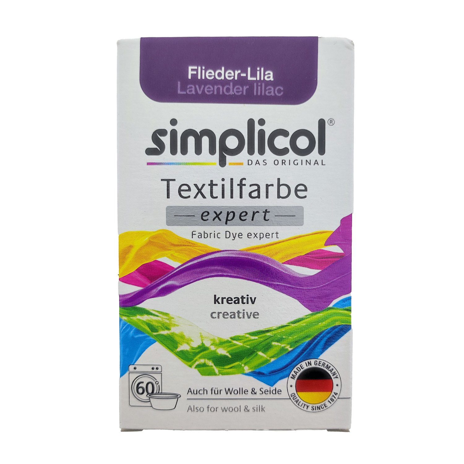 simplicol Textilfarbe Simplicol Textilfarbe Expert Flieder-Lila 150g, Farberneuerung Farbauffrischung Batik Textilfärbemittel