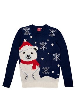 United Labels® Weihnachtspullover Winterpullover - Eisbär Ugly Sweater Herren Blau