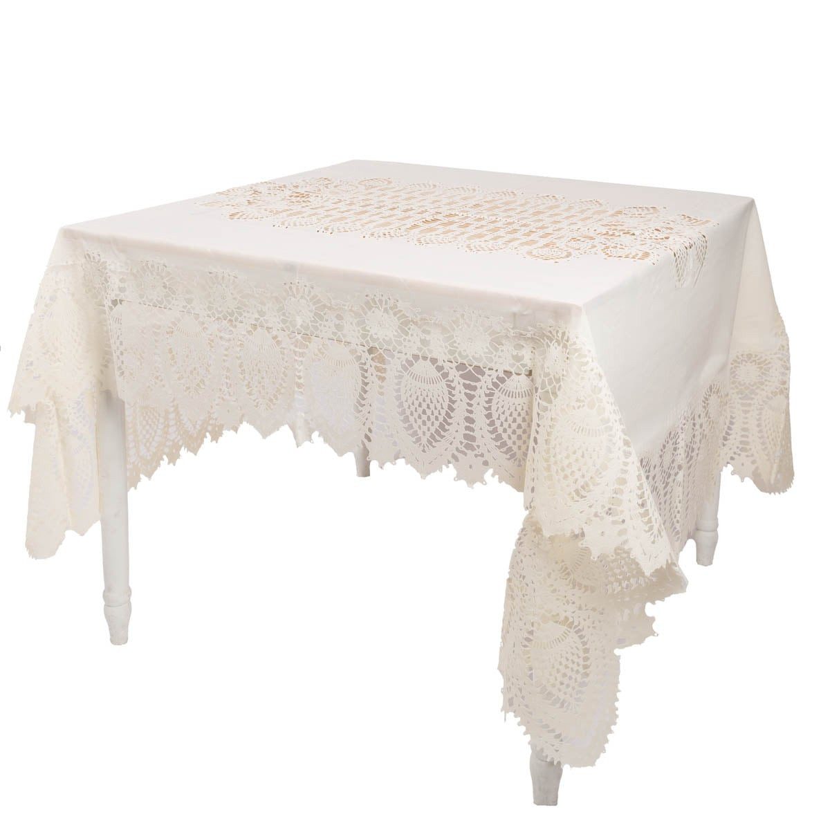 SCHÖNER LEBEN. Tischdecke Outdoor Häkelspitze Amira beige 137x180cm, abwaschbar
