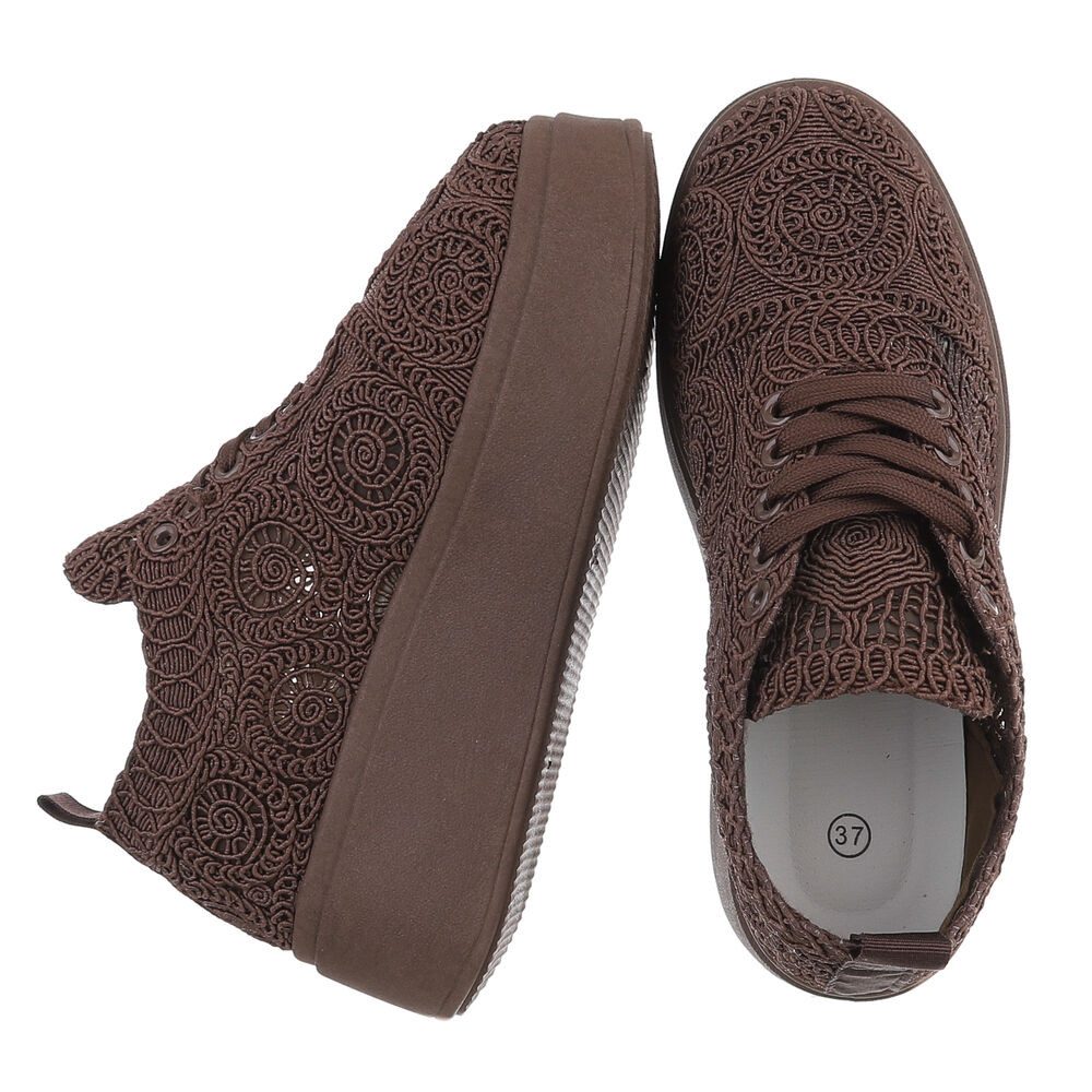 Ital-Design Mokassin mit Glitzerdetails für Damen, vielseitig und bequem Sneaker (91554494) Keilabsatz/Wedge Sneakers Low in Braun
