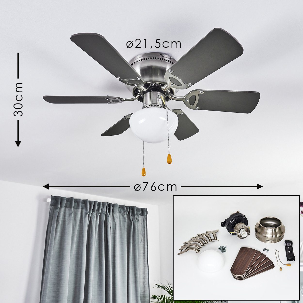 3 Deckenventilator Zimmer Ventilator Decken Beleuchtung Wohn hofstein Stufen Schlaf Kühler Luft