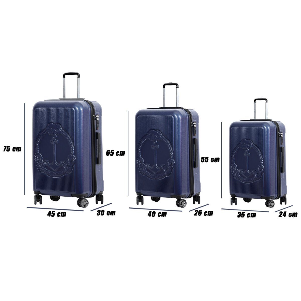 BIGGDESIGN Koffer Biggdesign Ocean Blau teilig 3 Koffer Kofferset Hartschale Set