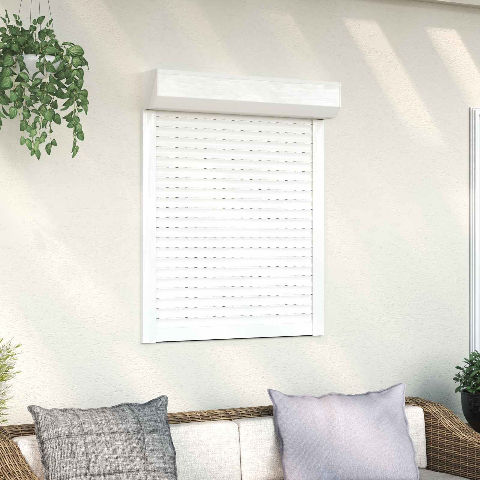 vidaXL Fensterladen Rollladen Weiß 80 x 100 cm Aluminium und Polyurethan, BxH: 14x100 cm, (1-St)