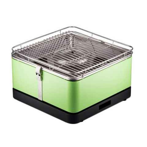 JUNG Tischgrill ARIZONA rauchfreier Holzkohlegrill Mobil 33x33x20cm tragbar Smokeless, Balkon Grill, Smokeless Rauchfrei Mobil tragbar, Tischgrill Holzkohle