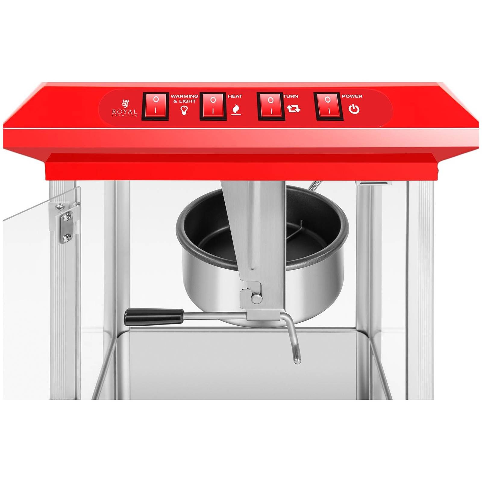 Royal Catering Popcornmaschine Popcornmaker 1300 W 5 kg/h rot Popcornautomat Teflonbeschichtung