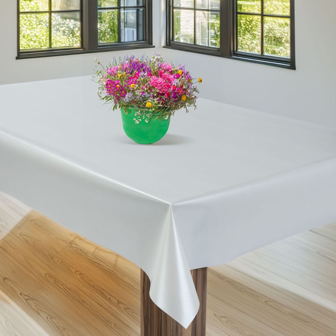 laro Tischdecke Wachstuchtischdecke Uni Reinweiß PVC Eckig – Bild 5 von 5