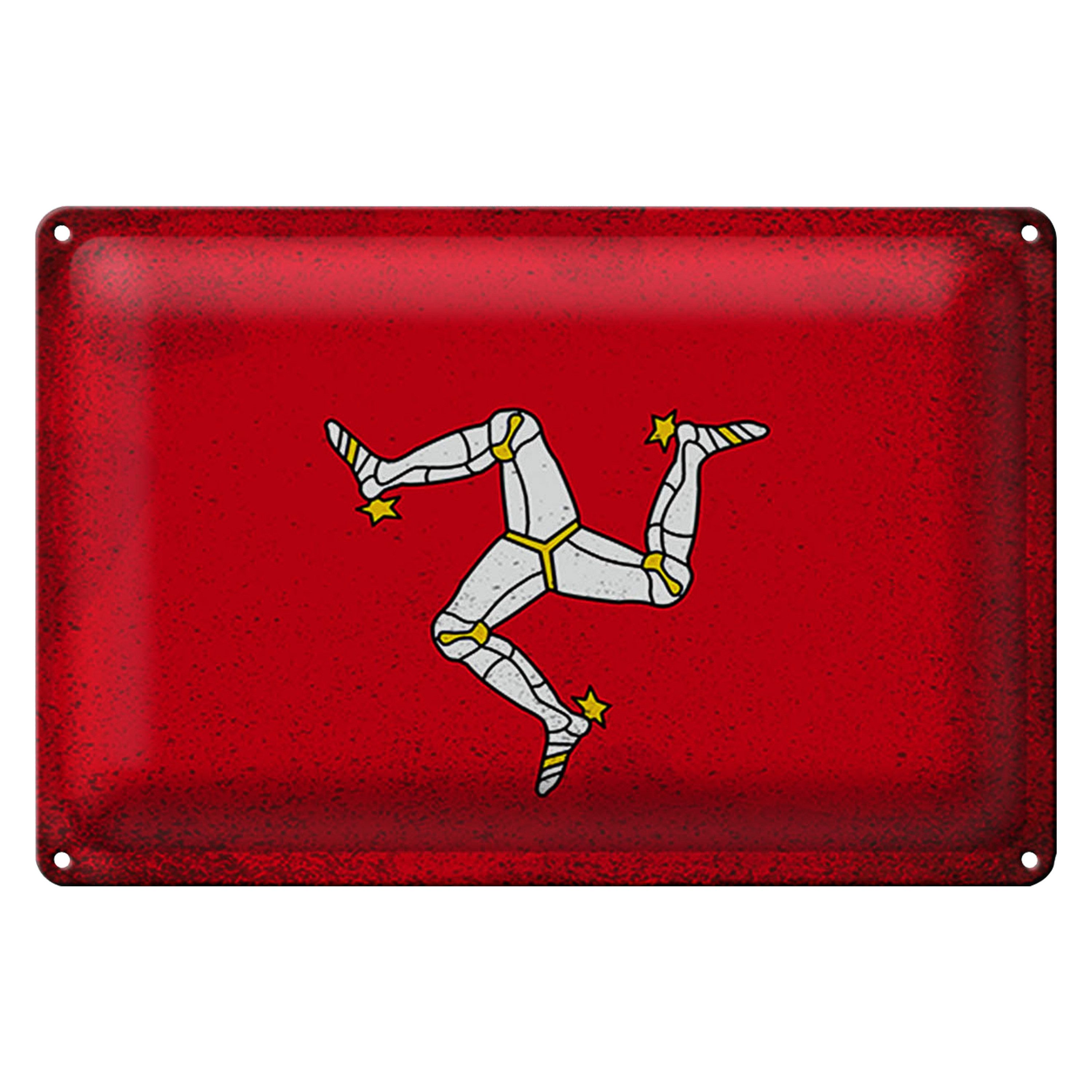 Roomando Metallschild Flagge Isle of Man 40x30cm Isle of Man Vintage