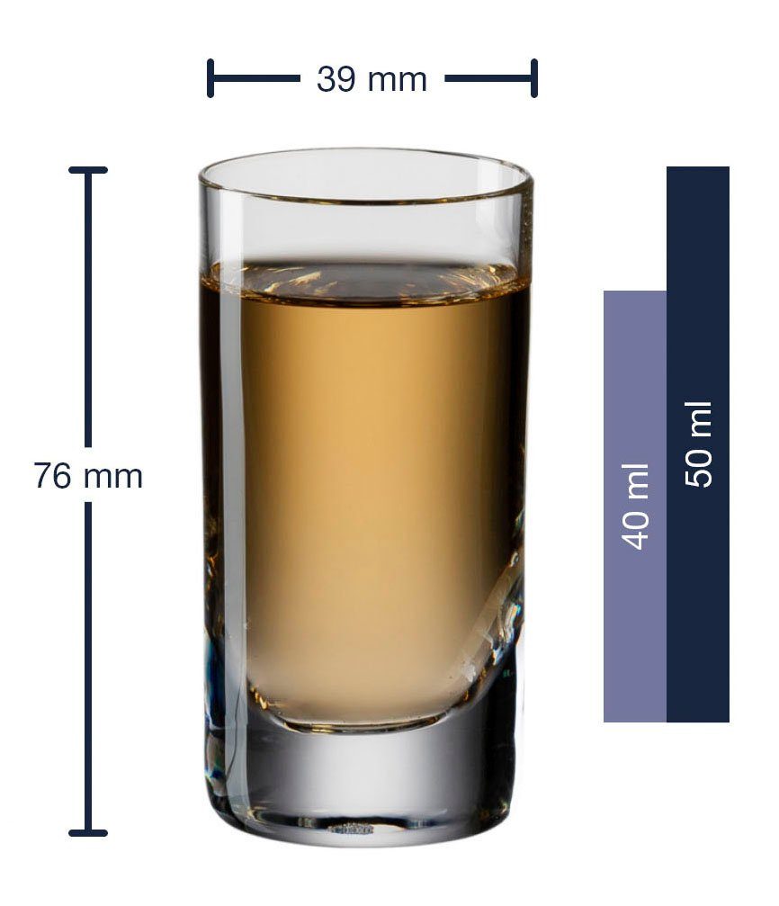 LEONARDO Schnapsglas EASY, 6-tlg., Kristallglas, 50 ml, 6-teilig