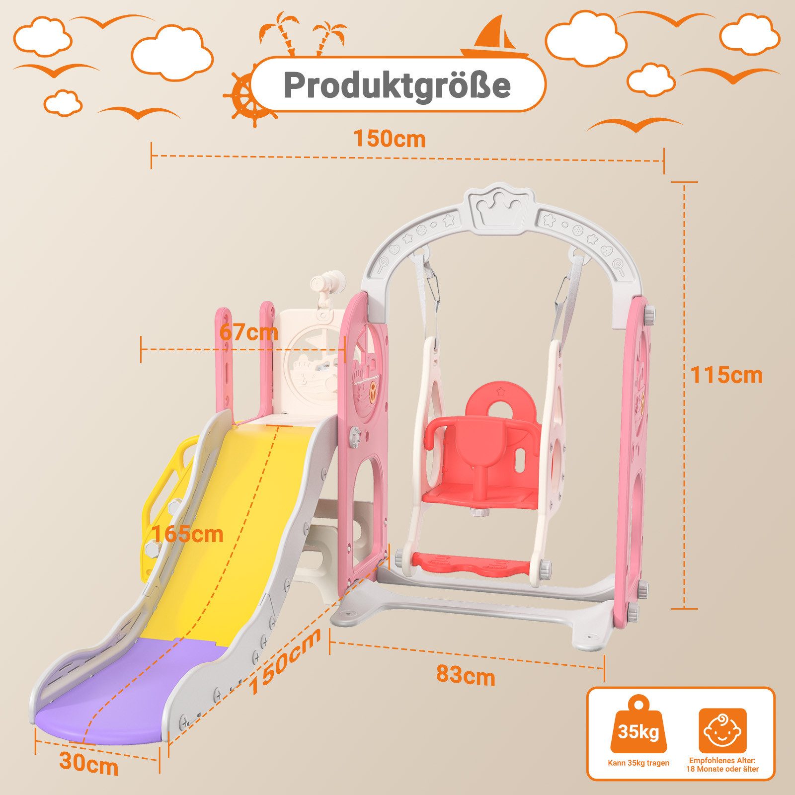 FUROKOY Rutsche Kinderrutsche Indoor und Outdoor günstig online kaufen