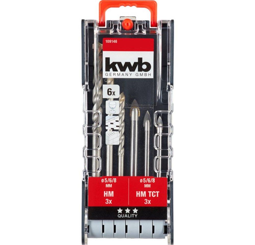 Thumbnail - kwb Fliesenbohrer kwb 109146 Glasbohrer-Set 6teilig 5 mm, 6 mm, 8 mm Schnellspannbohrf