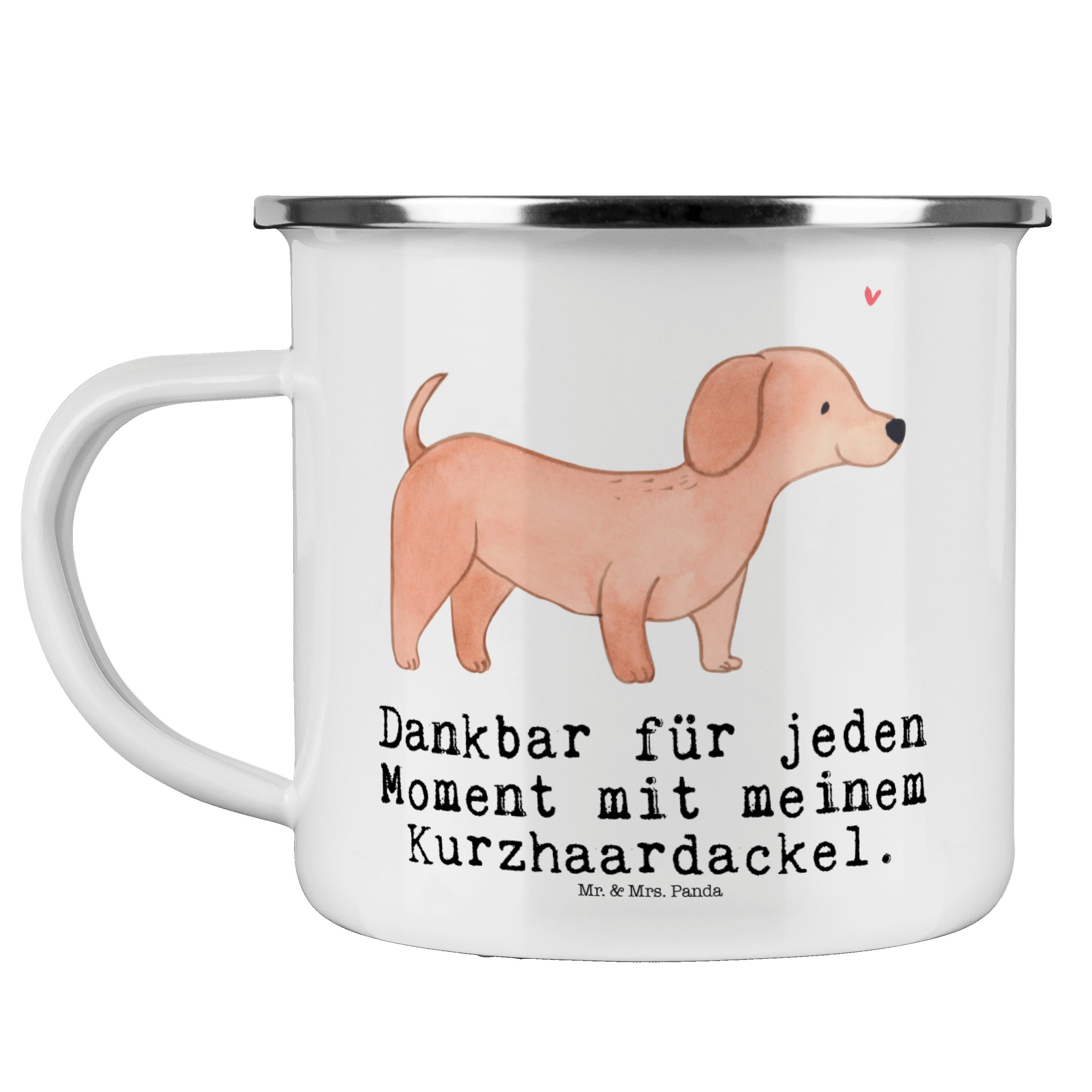 Mr. & Mrs. Panda Becher Dackel Kurzhaardackel Moment - Weiß - Geschenk, Kaffee Blechtasse, Ou, Emaille