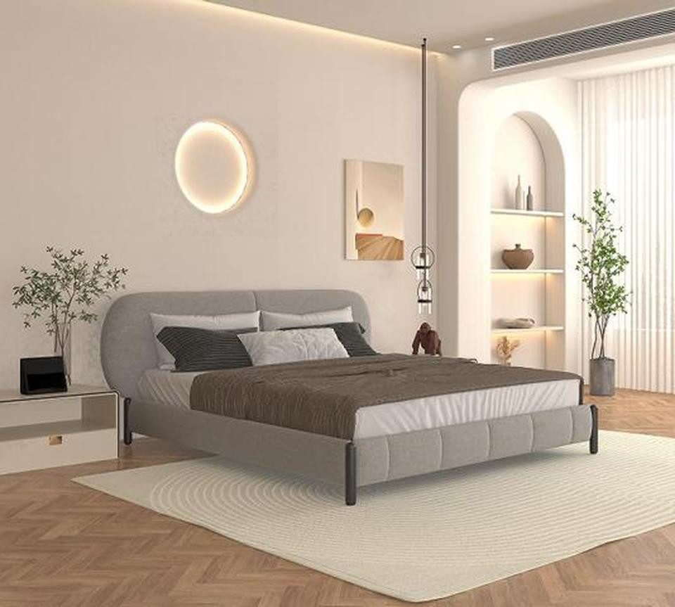 JVmoebel Bett Modernes graues Bett mit Designer Kopfteil von JVMoebel (1-tlg), Made in Europa
