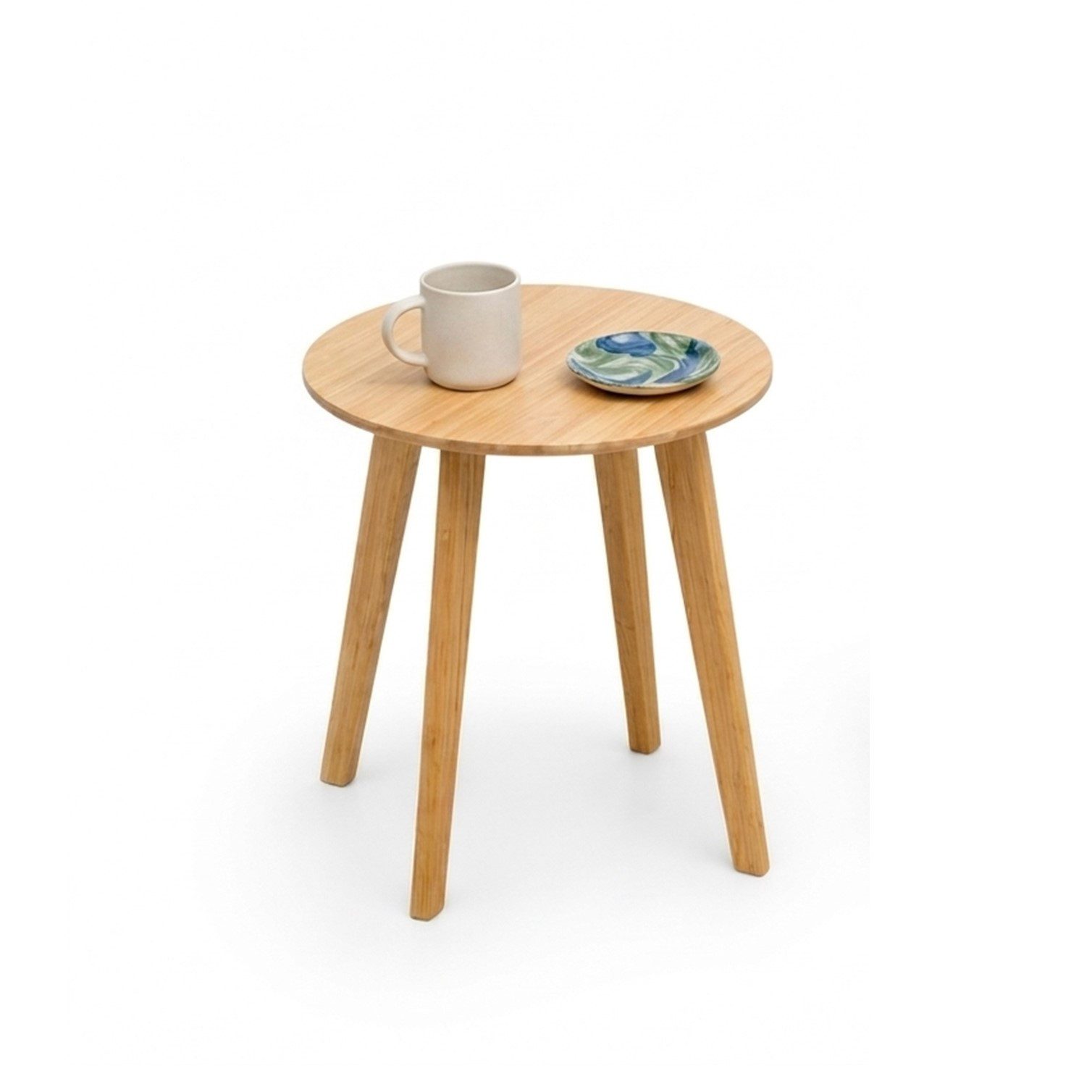 HOOZ Beistelltisch Bambus Sofatisch rund Natur-Design – Couchtisch Set Wohnzimmer Ø 42cm (Einzelteil, 1-St., bestehend aus einem Kaffeetisch), Stilvoller Satztisch aus Bambus für Wohnzimmer und Schlafzimmer