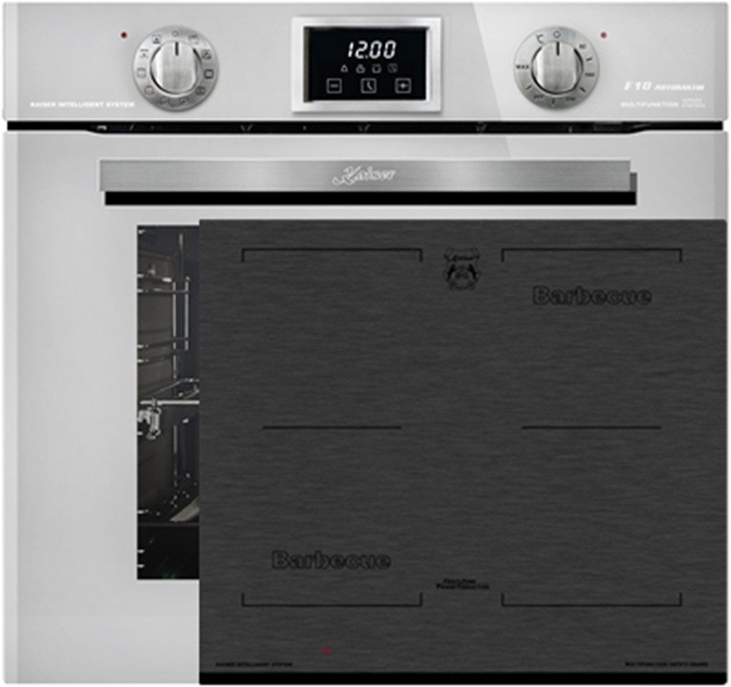 Kaiser Küchengeräte Backofen-Set Herd Set Autark Elektro Backofen, Autark, 79L, Drehspieß, 10 Funktionen+Induktions-Kochfeld, Autark Herd Power Booster 60 cm Barbecue EH 6326 W+KCT 6700 FI.., mit 1-fach-Teleskopauszug