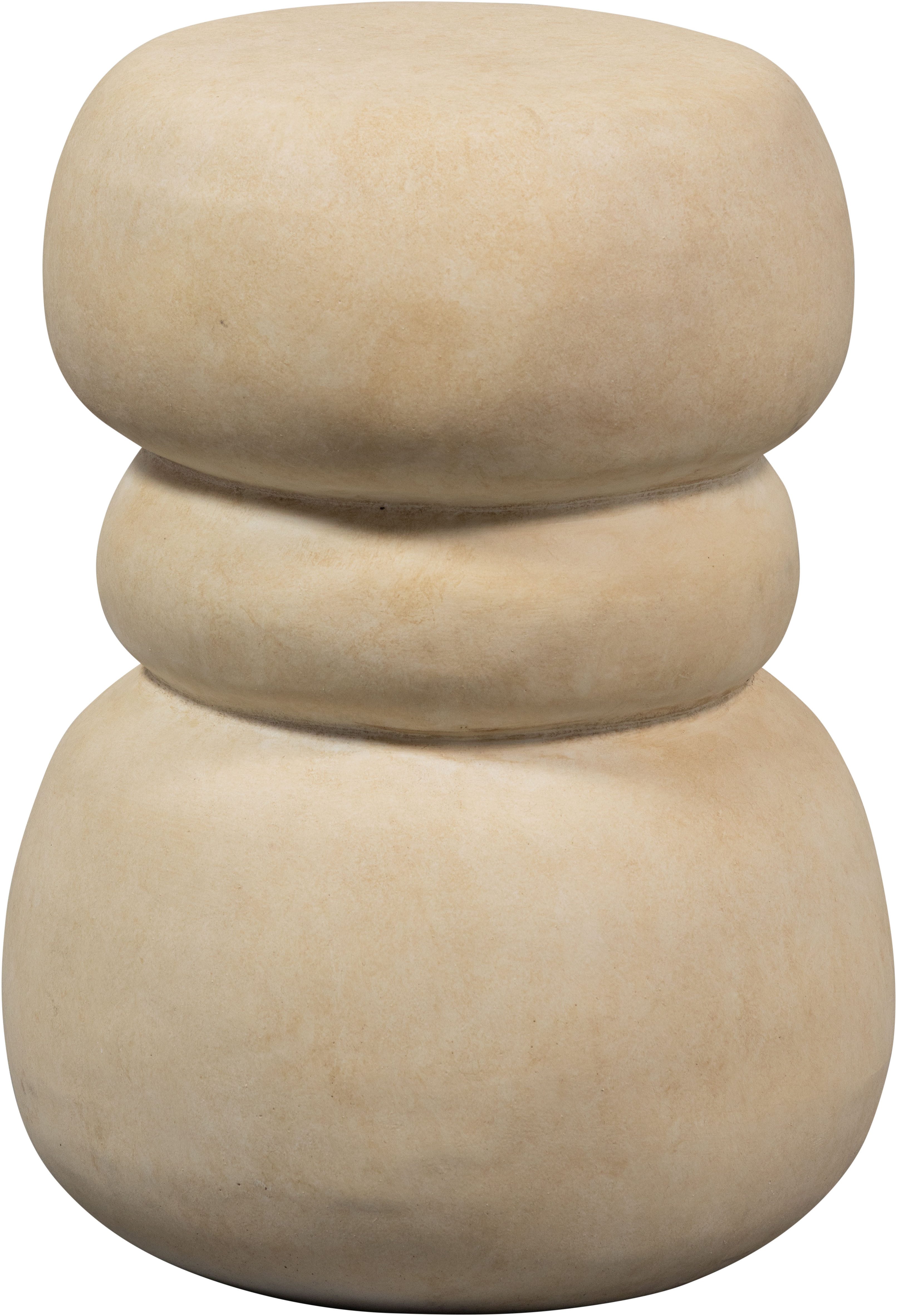 WOOOD Beistelltisch Yvo aus Fiberclay in Betonoptik, organisch gestapelt 37x35x47 cm, Tragkraft 20 kg, Materialstärke 1 cm, Sitzfläche Ø 33 cm