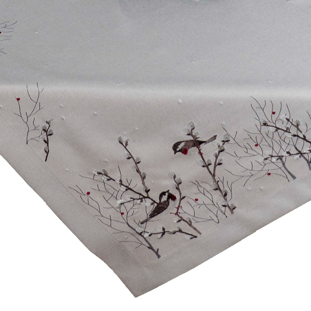 matches21 HOME & HOBBY Tischdecke Tischdecke DINA Vögel Spatzen auf Weidenästen Polyester 85 x 85 cm (1-tlg), Pflegeleicht & waschbar bei 30 °C
