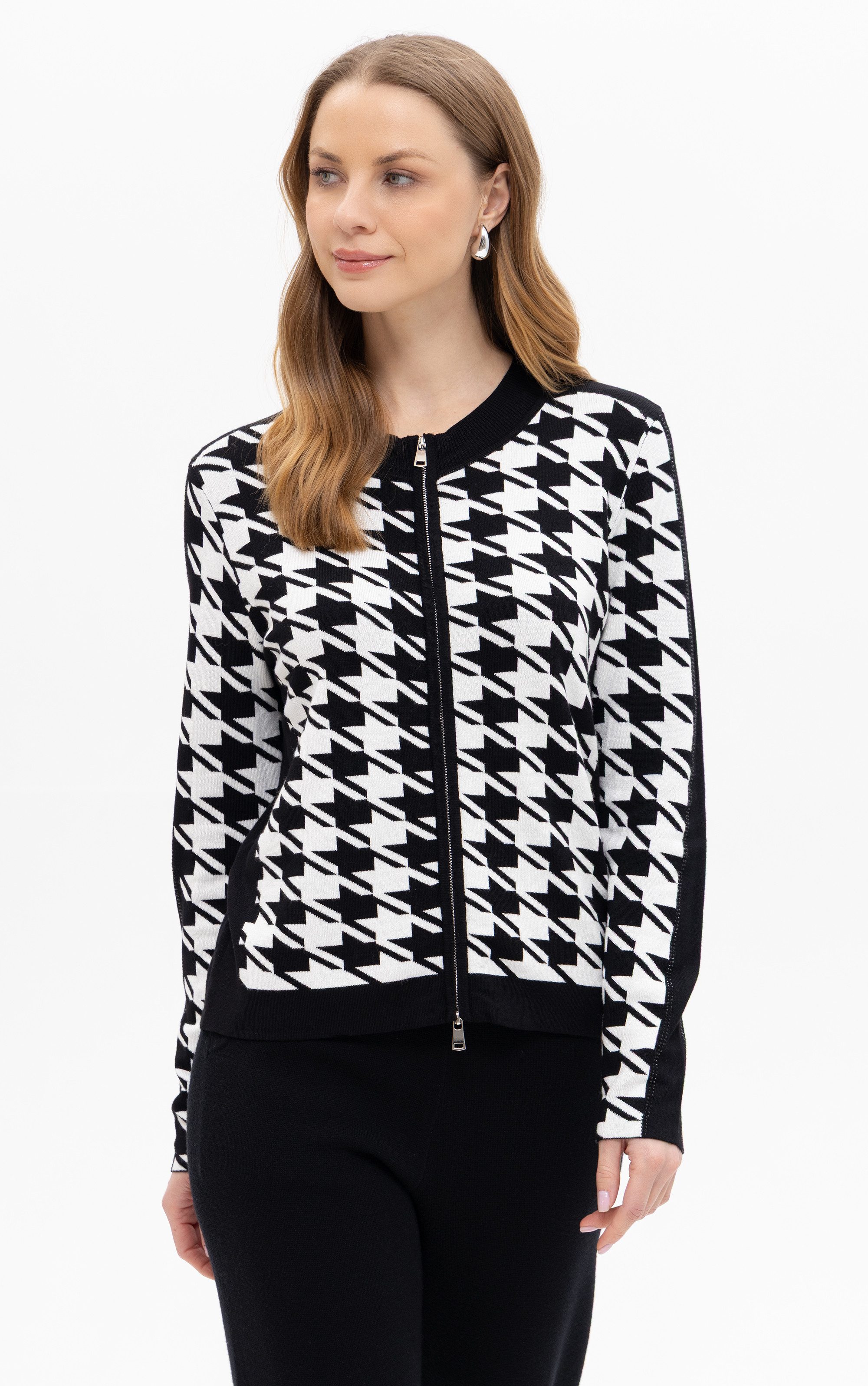 Passioni Cardigan mit Hahnentrittmuster