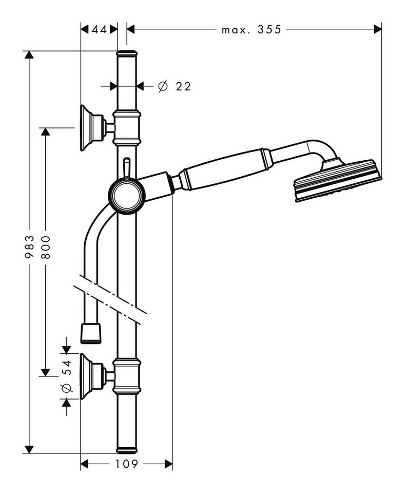 Thumbnail - hansgrohe Stangenbrause-Set Axor Montreux, Höhe 98.3 cm, 1 Strahlart(en), Brauseset mit Handbrause 100 1jet