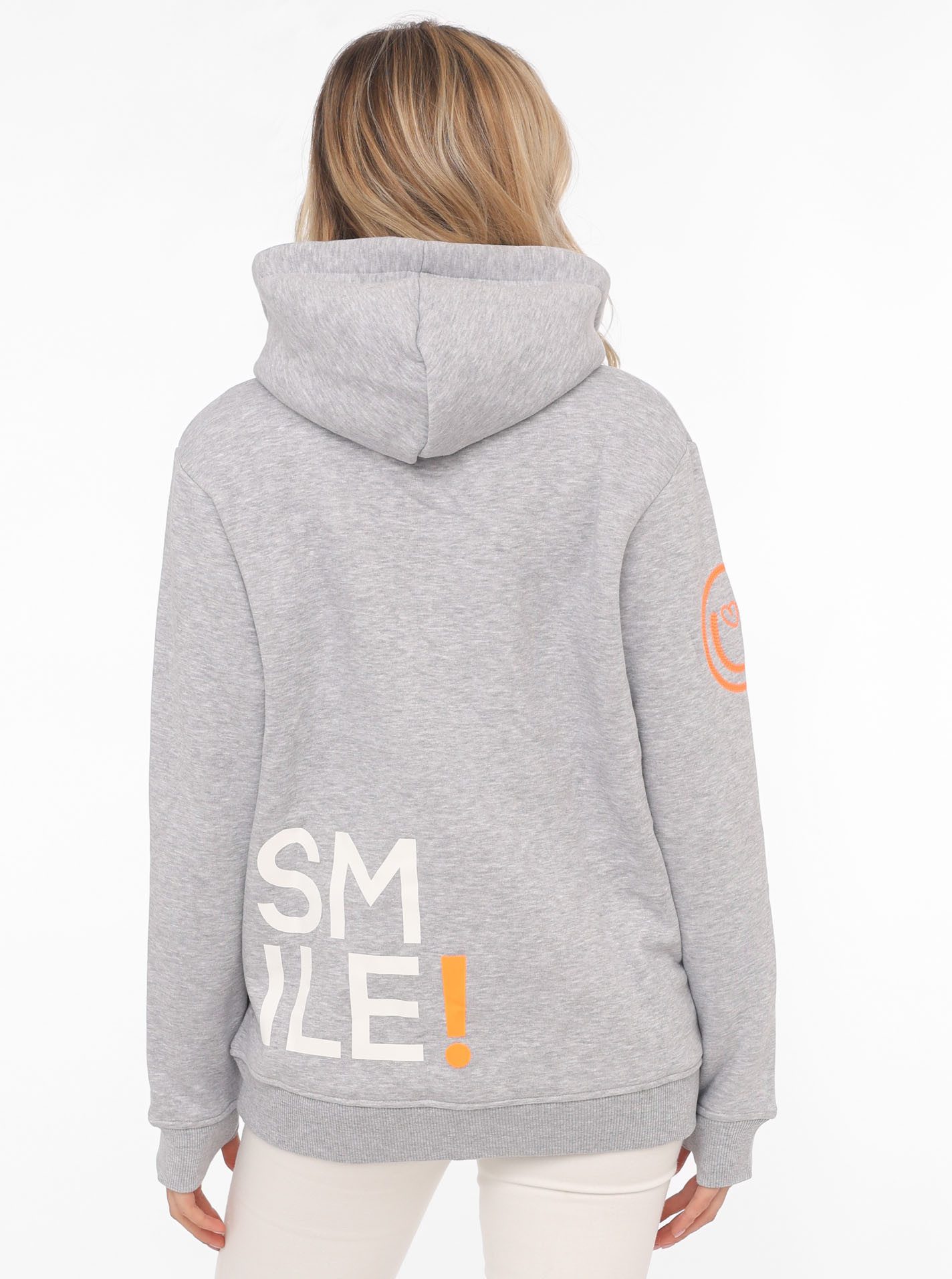 Zwillingsherz Hoodie "Alissa" Langarm, Kapuze, Neon-Details, Kordelzug, Frontprint, Kängurutasche