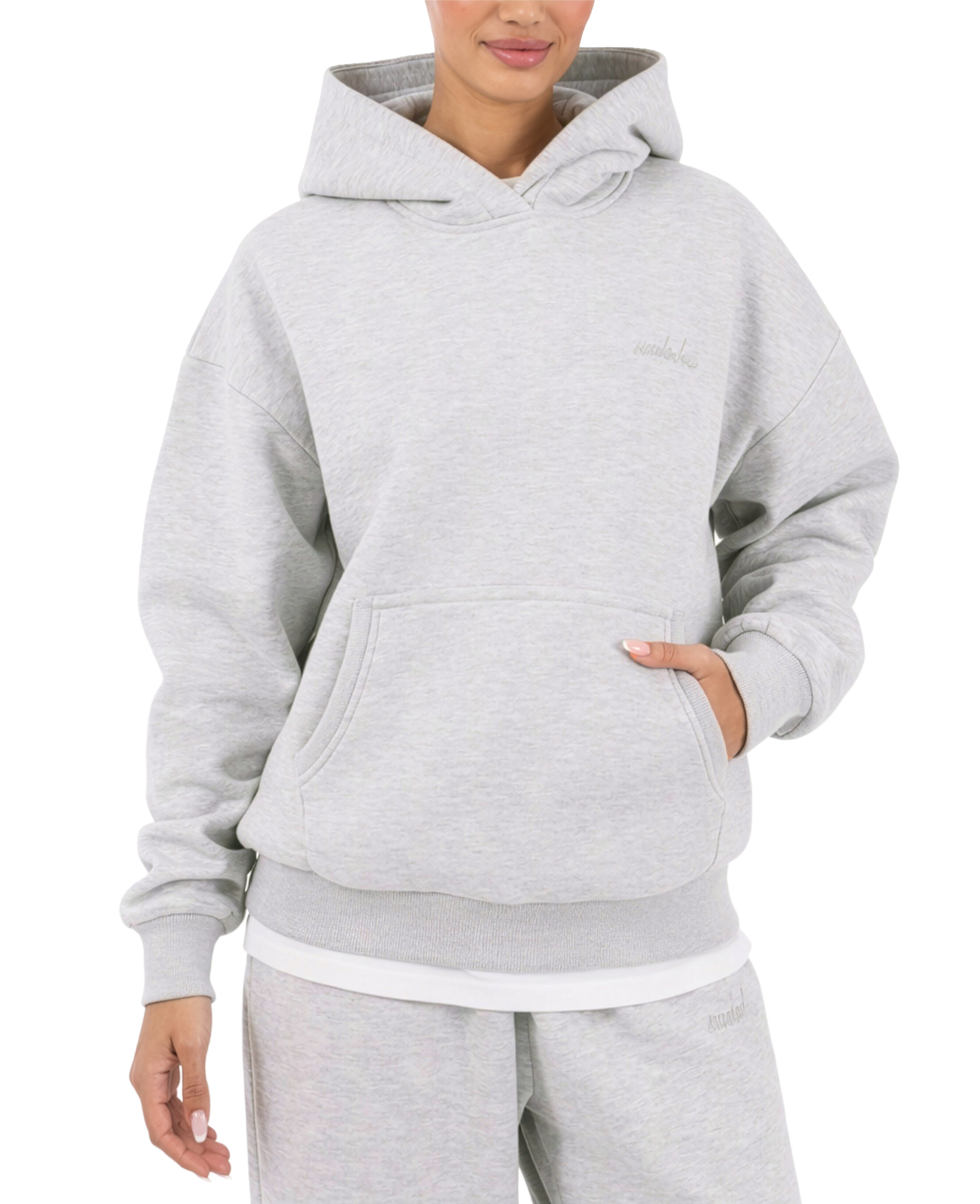 Smilodox Hoodie Thalea Kapuzenpullover Damen Oversize Fit mit Kängurutasche Relaxed Fit, Weiches Sweat Material, Logo-Stitching, Gym & Freizeit