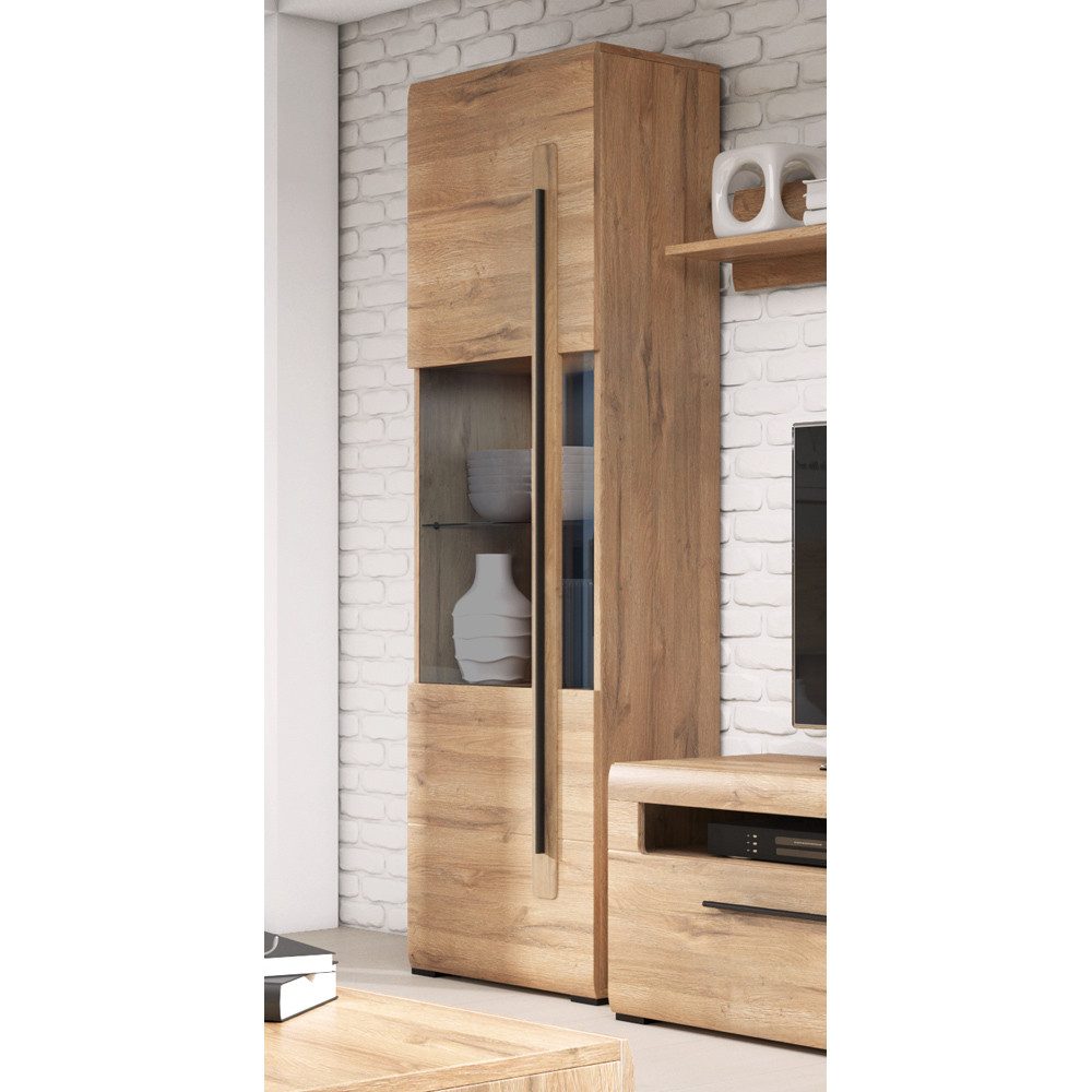 Lomadox Vitrine TURDA-83 nschrank Eiche Grandson Nb. moderner Stil, B/H/T: ca. 60/204/39 cm