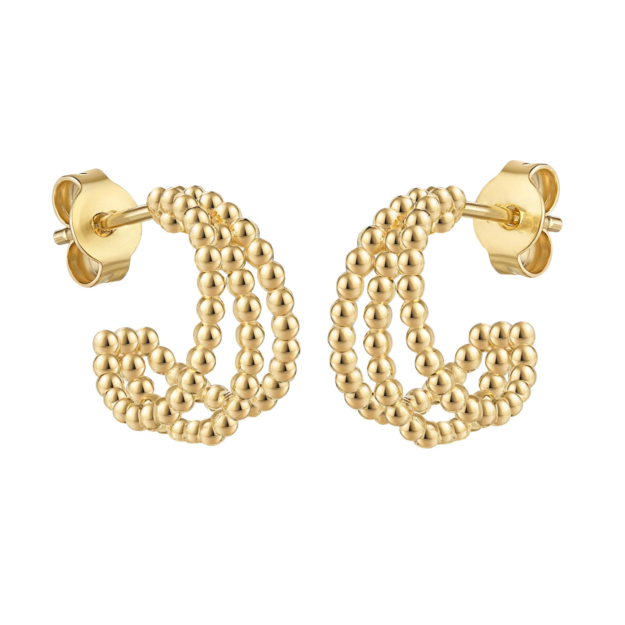 Creolen-Set OHRSTECKER Goldcreolen Kreolen 585 Gold Kugeldesign