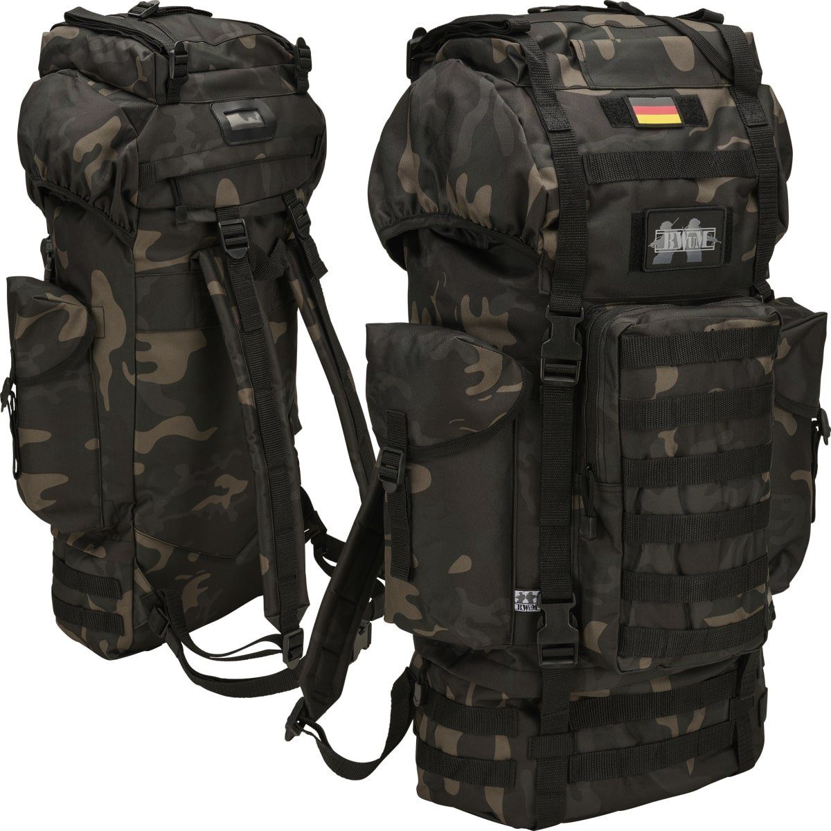 BWuM Daypack BWuM Bundeswehr Kampfrucksack Molle 65L + Patch & Flagge günstig online kaufen