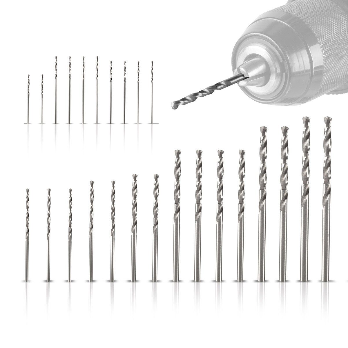 STAHLWERK Bohrersatz HSS Mini Bohrer Set 25 Teile 0,5-3,0 mm, (Set, 25-tlg), Mikro Metallbohrer / Spiralbohrer zum präzisen Bohren