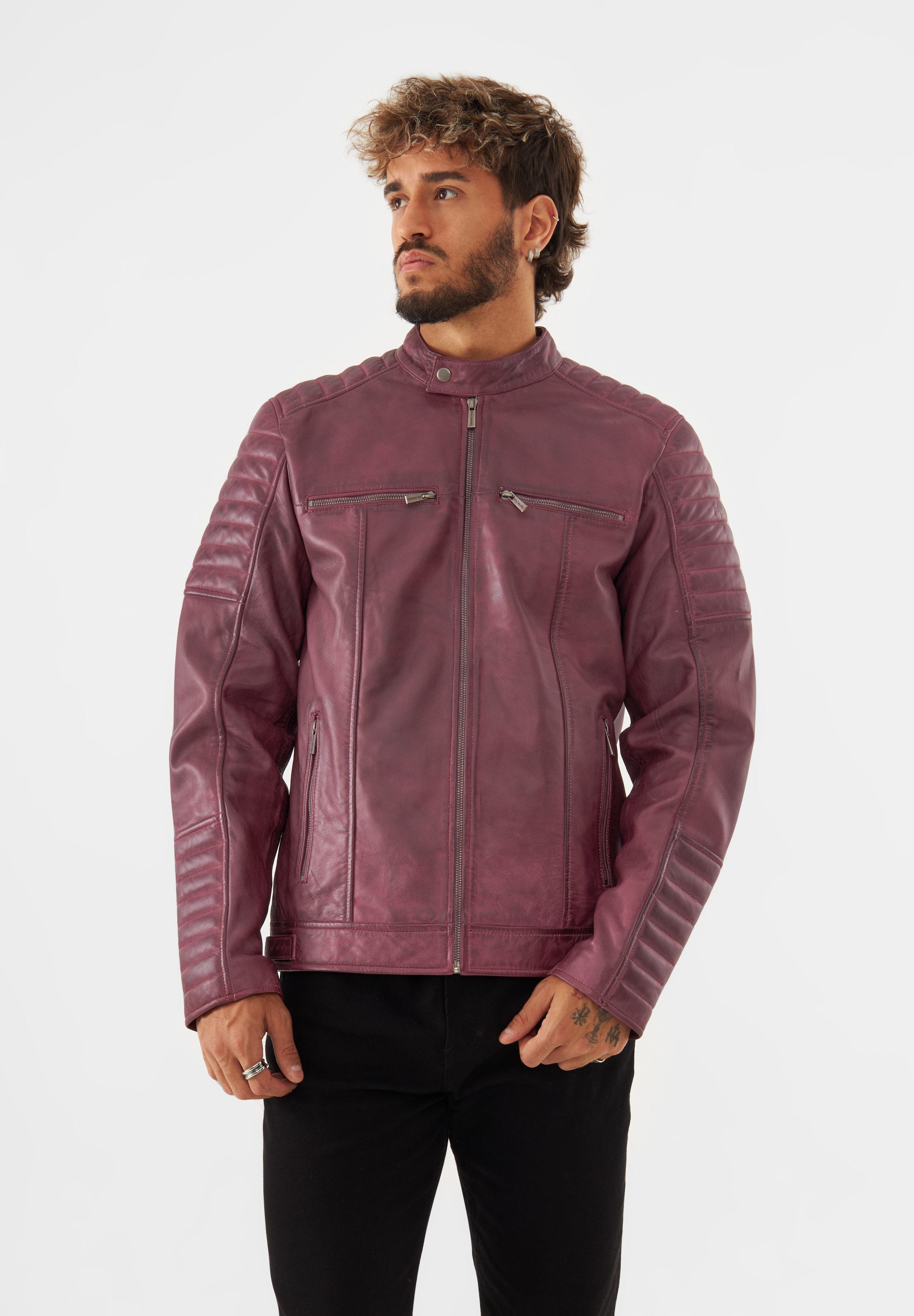 Bolongaro Trevor Lederjacke DANNY RACER Weiches Leder, gewalktes Finish, Panel-Details