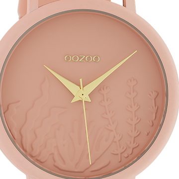 OOZOO Quarzuhr Oozoo Damen Armbanduhr orange Analog, (Analoguhr), Damenuhr rund, mittel (ca. 36mm) Lederarmband, Fashion-Style