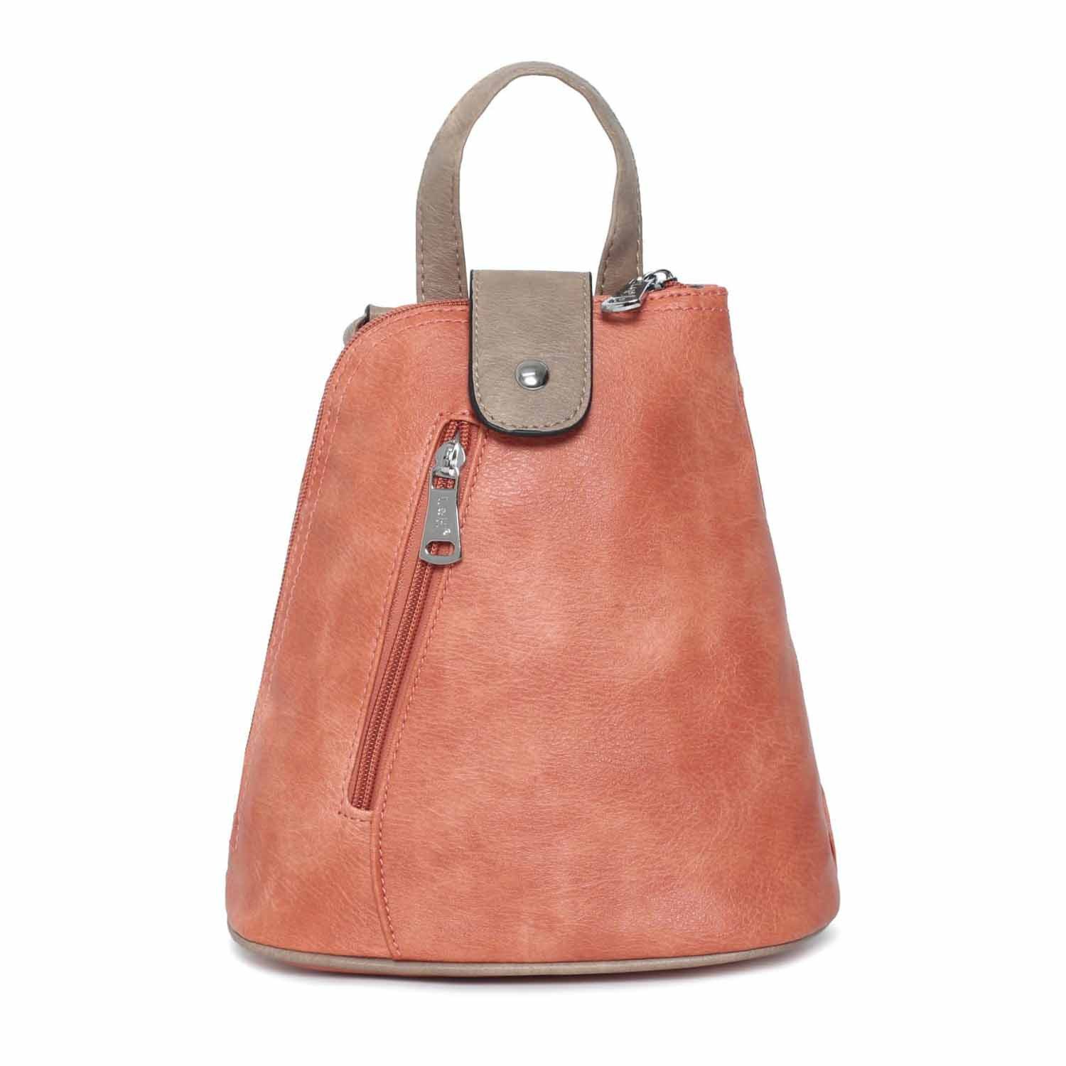 ITALYSHOP24 Rucksack Damen Tasche Schultertasche Crossover, kleiner Rucksack, Umhängetasche / Handtasche tragbar