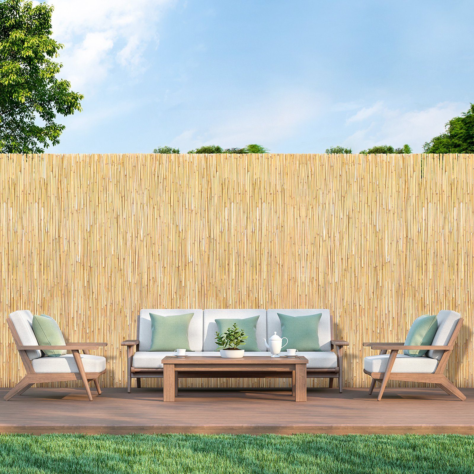 Coradoma Sichtschutzzaunmatten Schilfrohrmatte Sichtschutz Zaun für