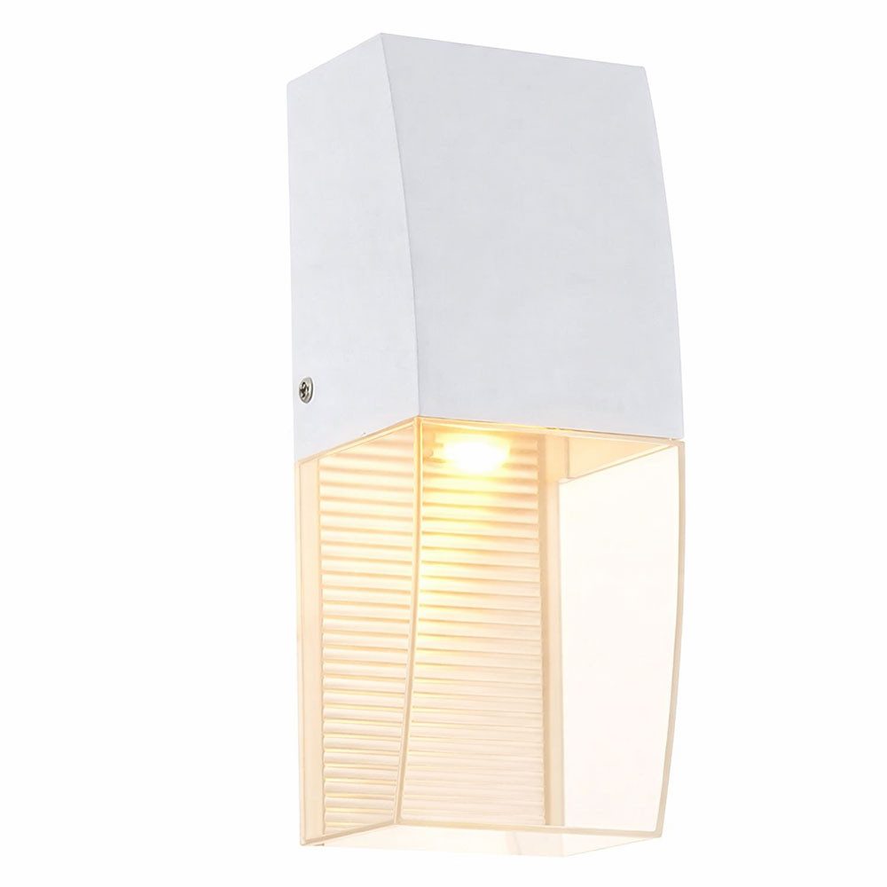 EGLO LED Außen-Wandleuchte, LED-Leuchtmittel fest verbaut, Warmweiß, Wandlampe Außenleuchte Fassadenlampe weiß LED Haustürlampe abwärts