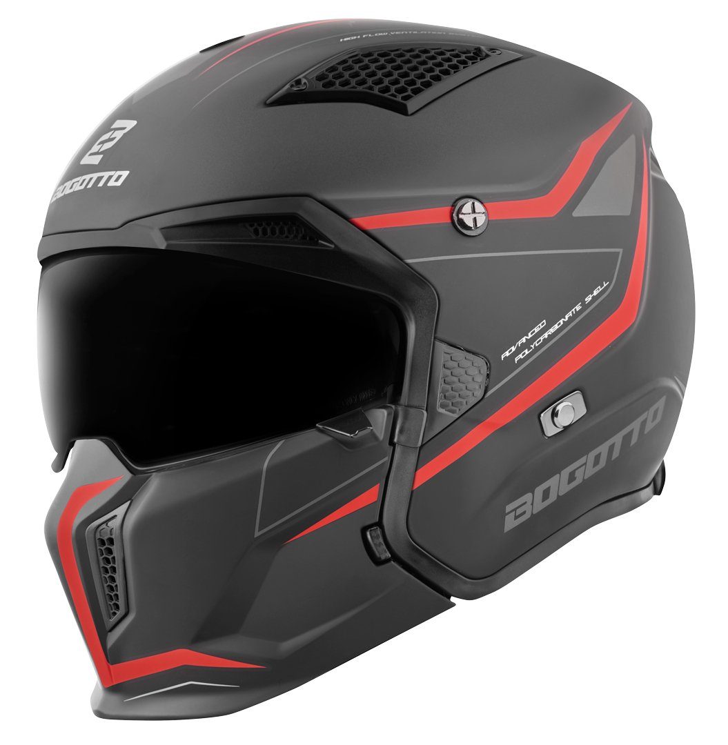 Bogotto Motorradhelm Radic WN-ST 22.06 Helm, Herausnehmbares Innenfutter,integriertes Sonnenvisier