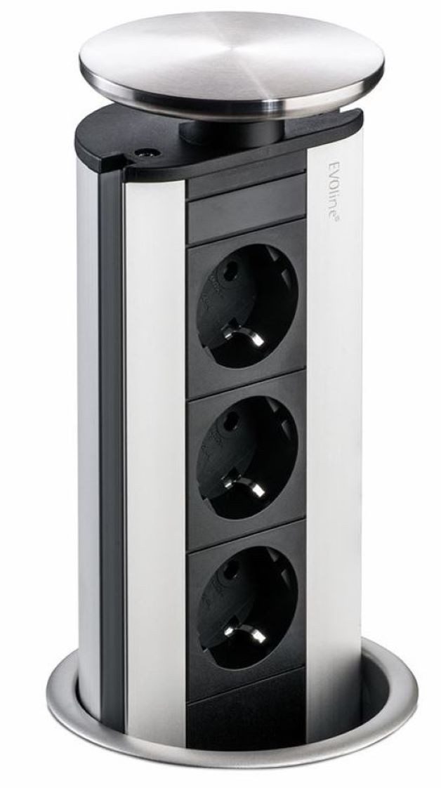 Evoline CON-AKTIV Evoline Port 2 mit Schukosteckdosen 8031131 Einbau-Tischsteckdosenleiste