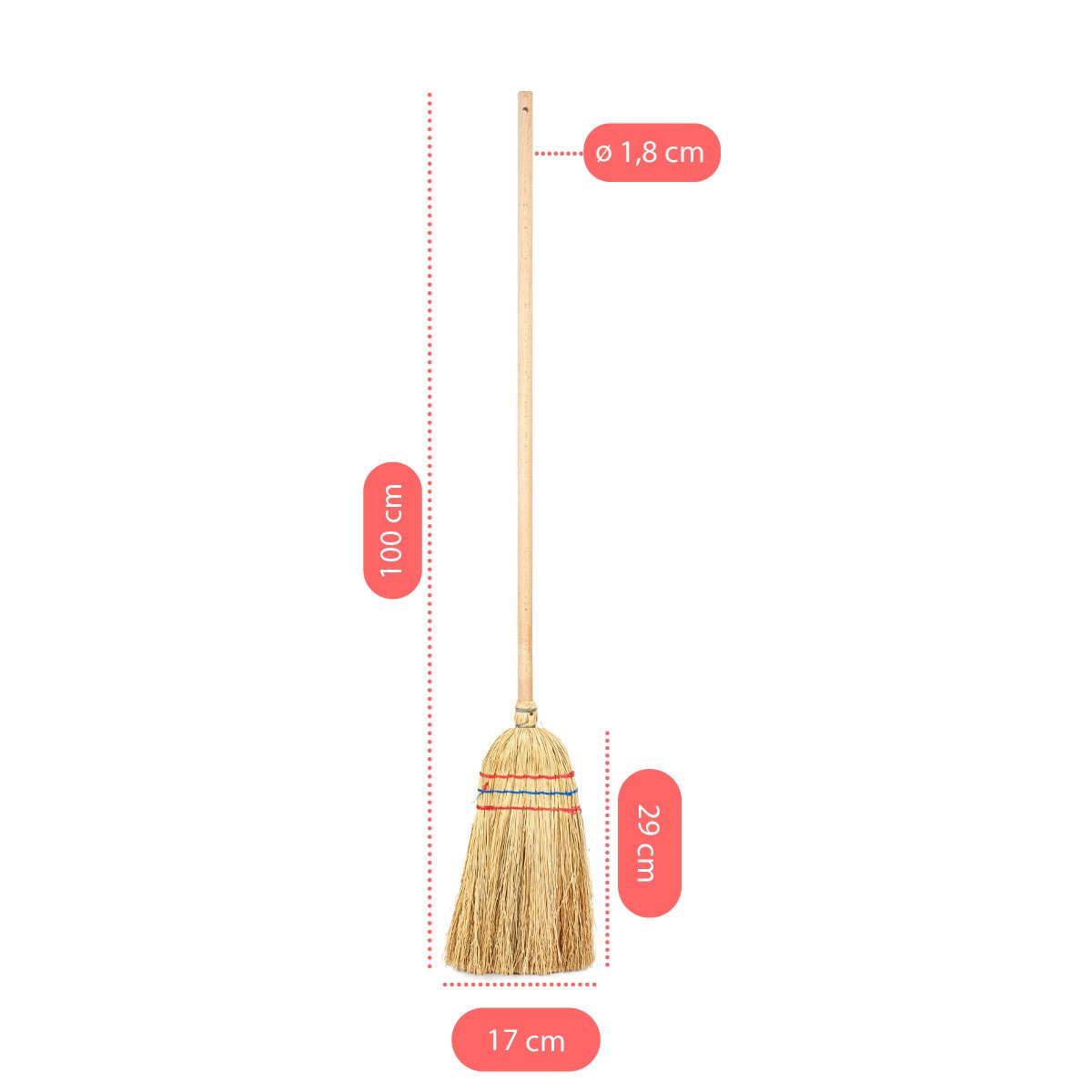Prima-Online Staubbesen Strohbesen 100cm Sorghumbesen Saalbesen Besen Naturstroh Kehrbesen (1-St) – Bild 2 von 5