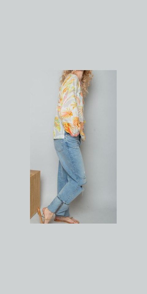 Emily Van Den Bergh Hemdbluse Bluse EMILY VAN DEN BERGH taupe Blätter