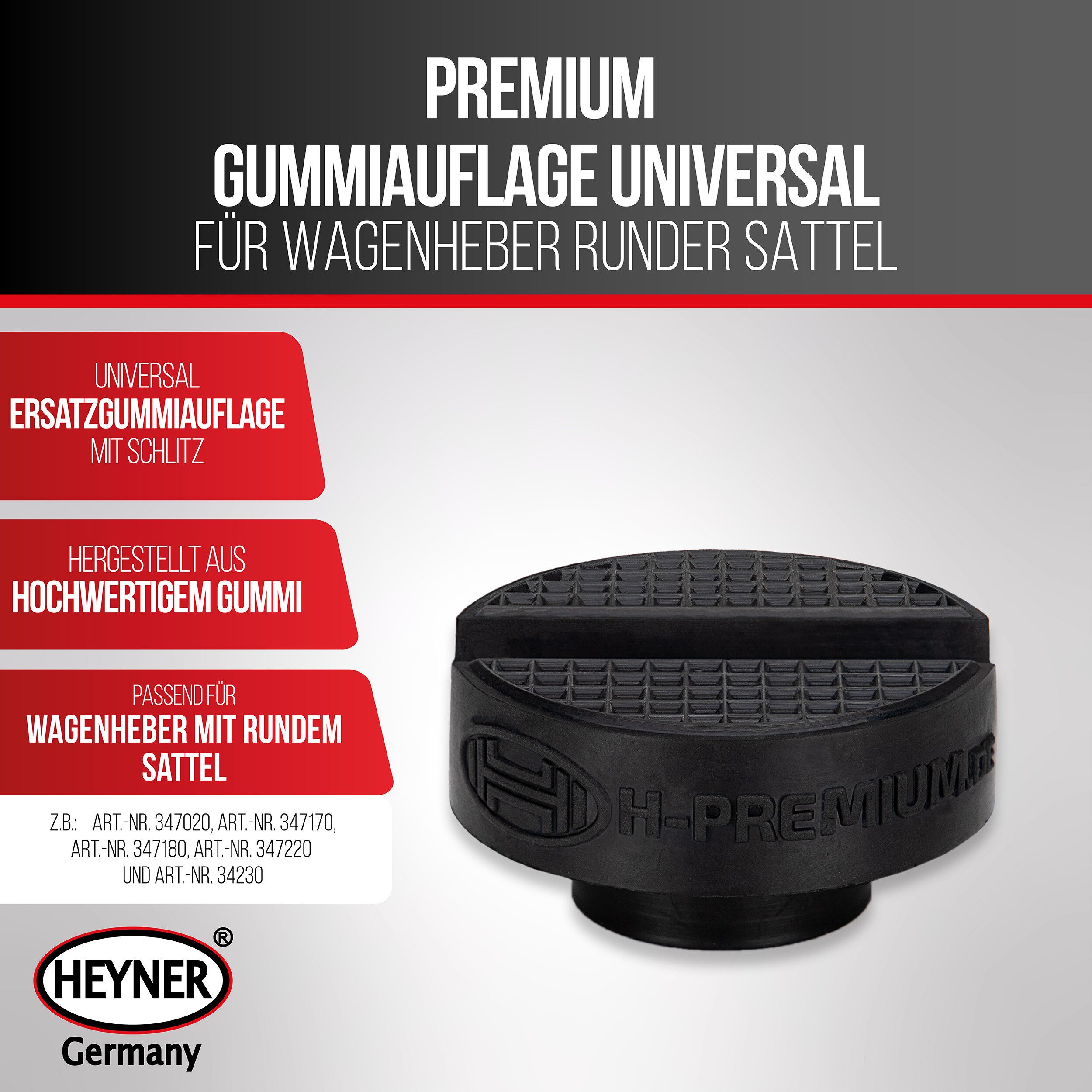 HEYNER Wagenheber Gummiauflage für Wagenheber rund, rutschfest & lackschonend, Ø 65 mm, 1-tlg.