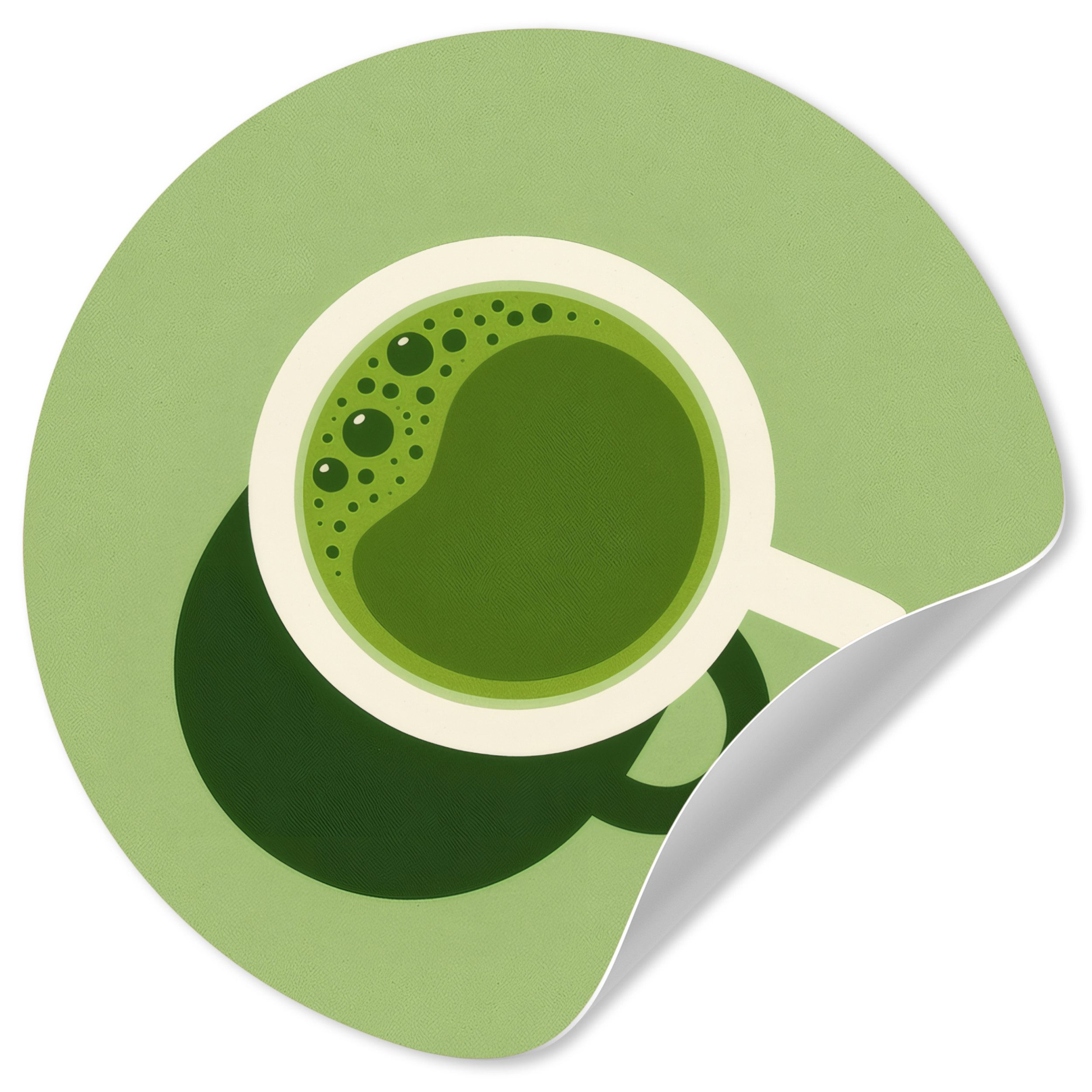 MuchoWow Wandsticker Minimalistisch - Becher - Matcha -Grün (1 St), Wandtattoo Selbstklebend, Wohnzimmer Deko Aufkleber, 30x30 cm