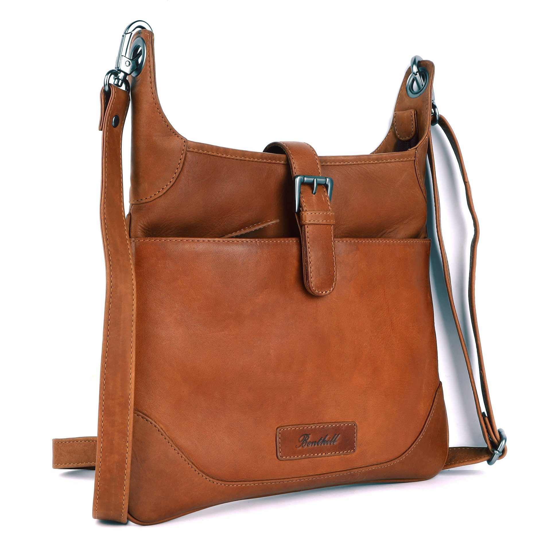 Benthill Umhängetasche Damen Echt Leder Handtasche Shopper Vintage Schultertasche Umhänge, Schultergurt / Umhängegurt Reißverschlussfach