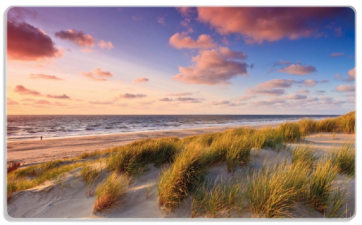 rutschfester Sonnenuntergang Frühstücksbrett Meer, (inkl. am Wallario dem über - Strand 1-St), Gummifüße ESG-Sicherheitsglas, Abendspaziergang 14x23cm 4mm,