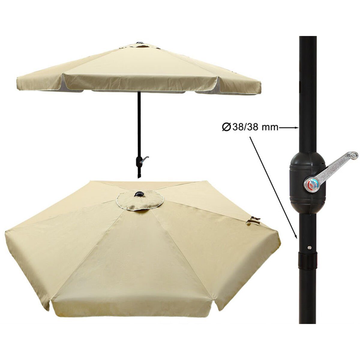 Bigbuy Sonnenschirm Sonnenschirm 3 m Beige