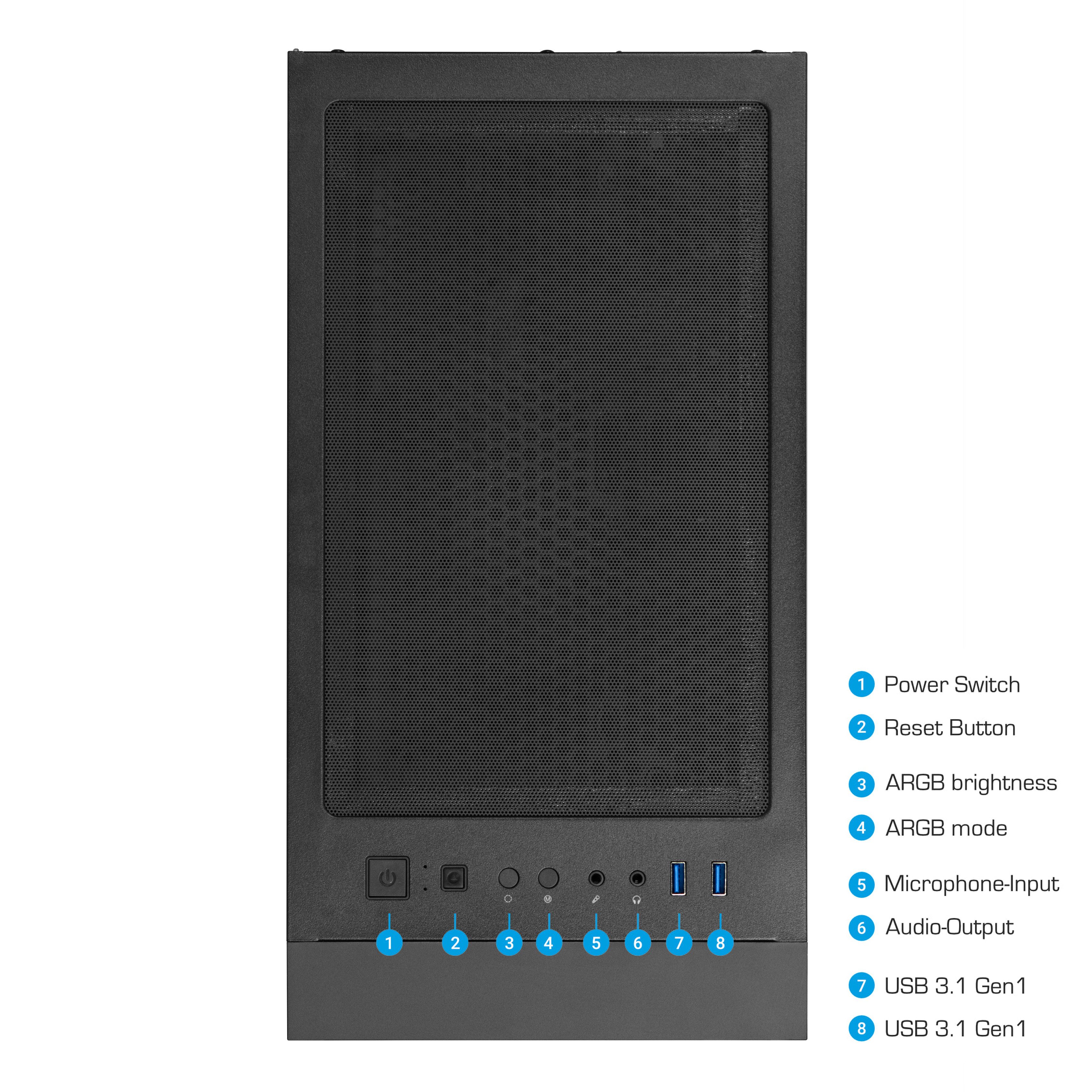 ANKERMANN-PC Gaming V1 Gaming-PC (Intel Core i7 8700, GeForce RTX 5060, 16 GB RAM, 480 GB SSD, Luftkühlung)